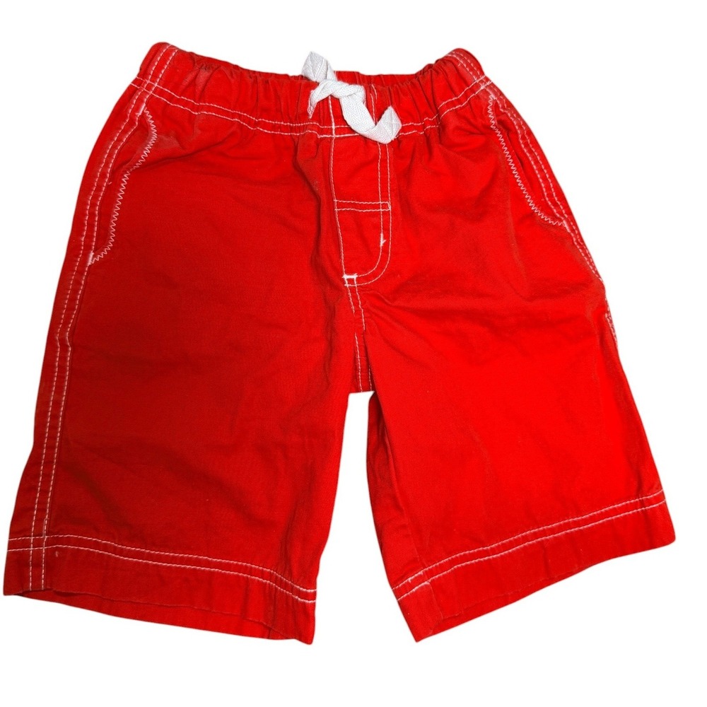 Hanna Andersson Board Shorts Kids Size 5 (110) Orange Drawstring Summer Pockets